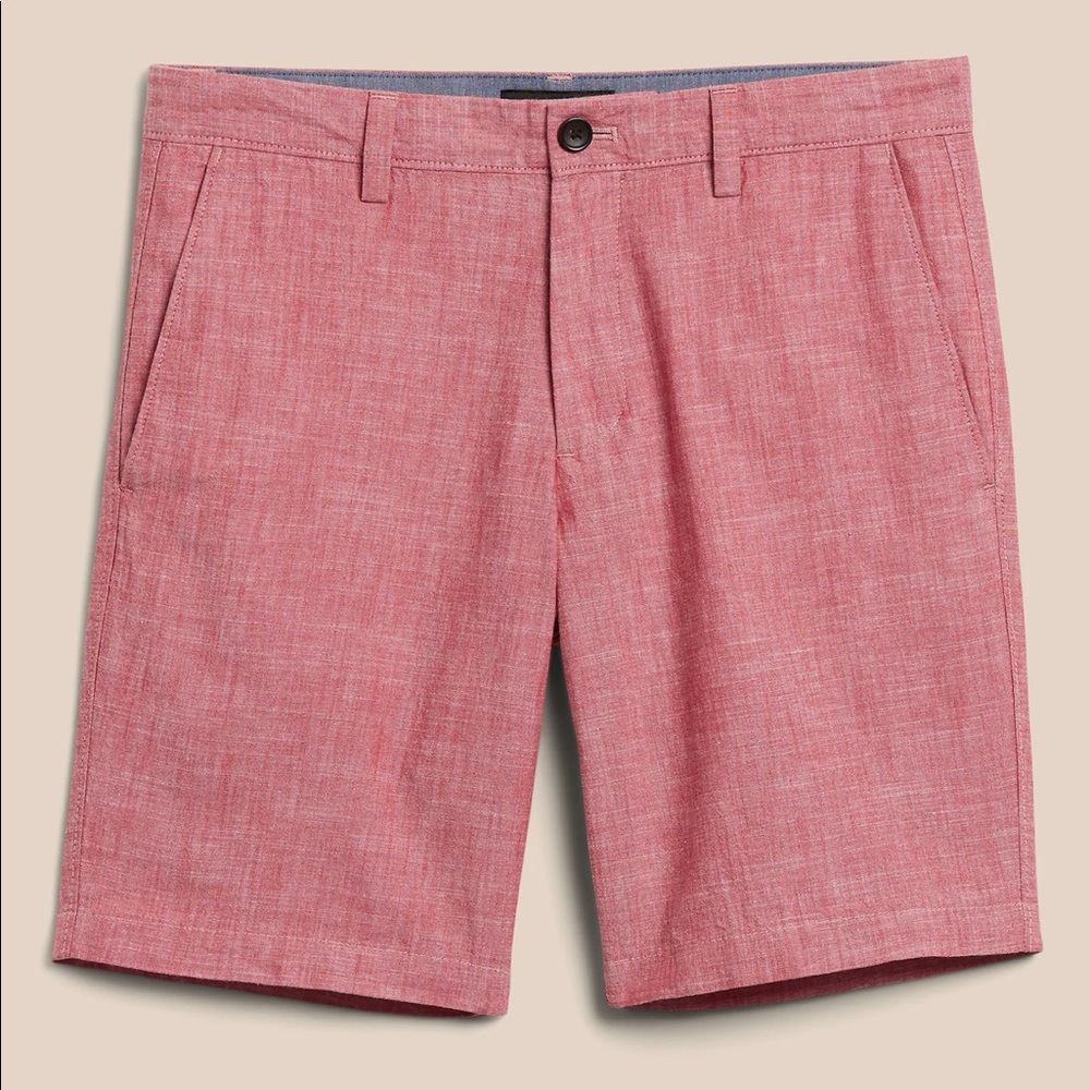 Men’s Banana Republic Chambray Shorts Dune Red 9” Inseam New with Tags $65